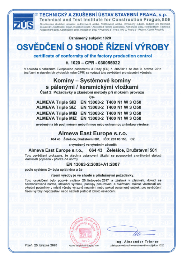 ALMEVA SIB, SIZ, MIB, MIZ Certifikát TAZUS - Část 2