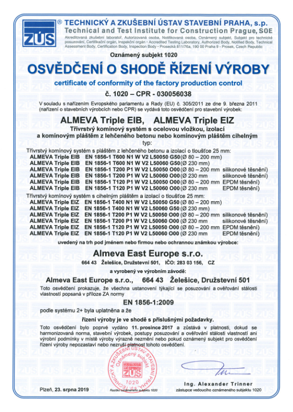 ALMEVA Triple EIB_EIZ_Certifikát TAZUS