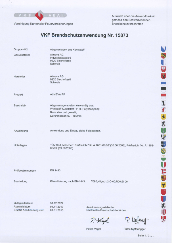 VKF Brandschutzanwendung Nr. 15873